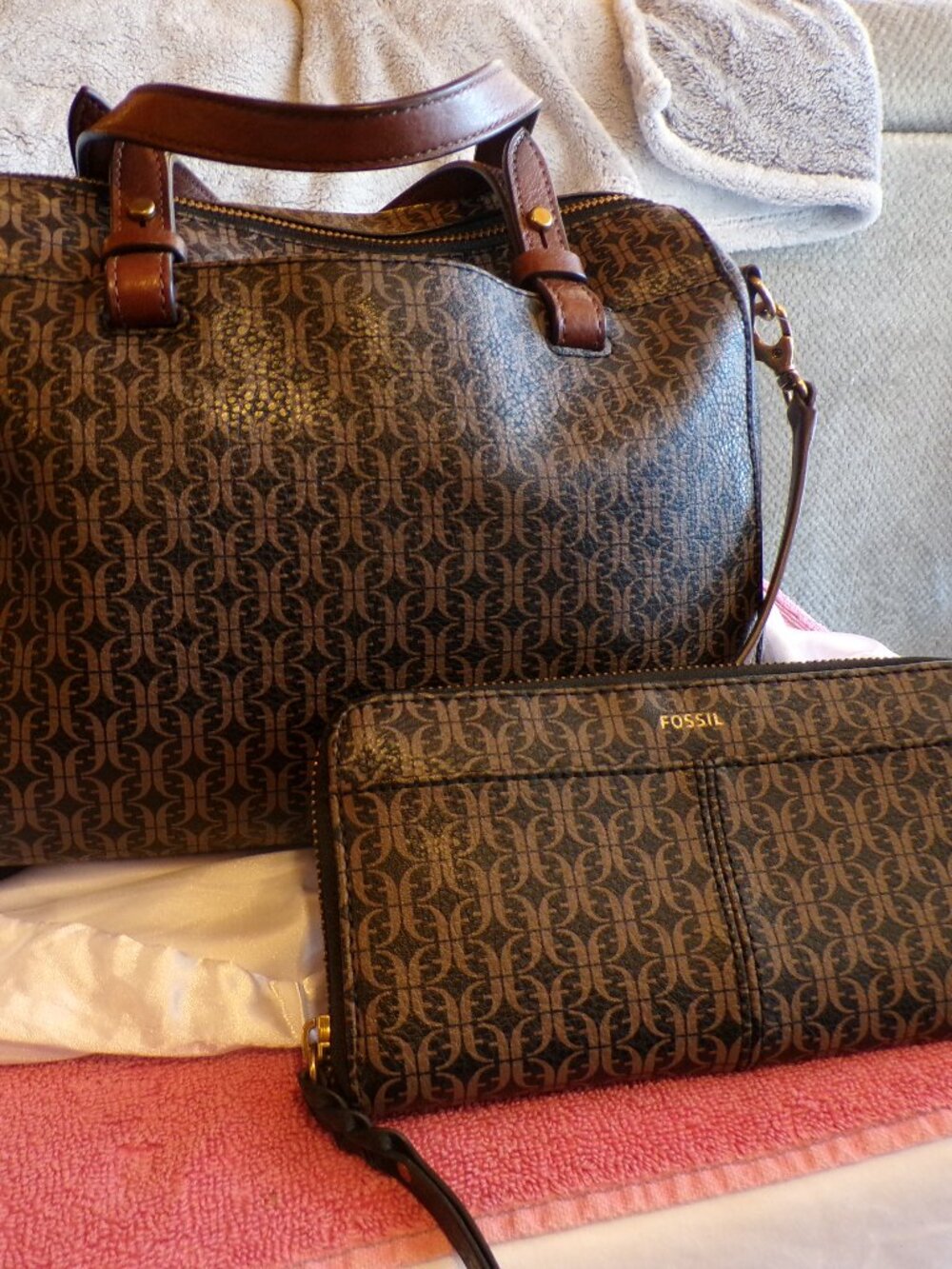 Fossil Tara Monogram Print Purse and Wallet